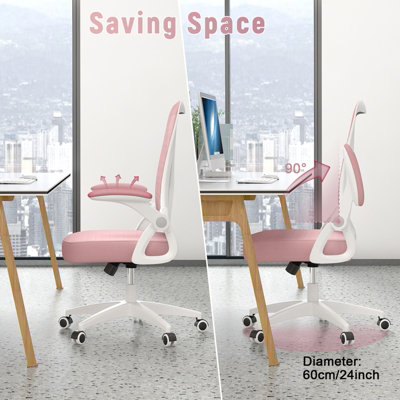 Ergonomic Office Desk Chair with Flip-up Armrest Lumbar Support,Padded Seat Cushion for Home and Office