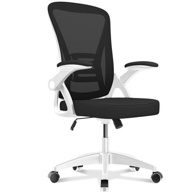 Ergonomic Office Desk Chair with Flip up Armrest Lumbar Support Padded Seat Cushion for Home and