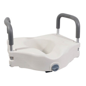 Ergonomic Raised Plastic Toilet Seat with Arms - 6 Inch Height - Easy Install