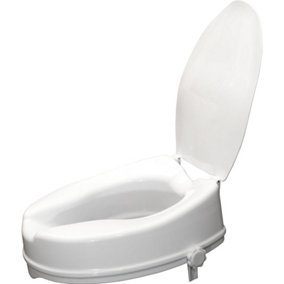 Ergonomic Raised Plastic Toilet Seat with Lid - 4 Inch Height - Easy Install