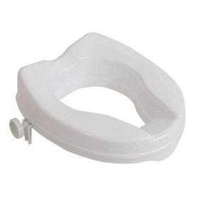 Ergonomic Raised White Plastic Toilet Seat - 2 Inch Height - Easy Install
