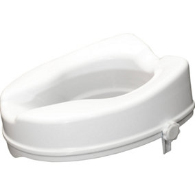 Ergonomic Raised White Plastic Toilet Seat - 4 Inch Height - Easy Install