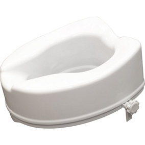 Ergonomic Raised White Plastic Toilet Seat - 6 Inch Height - Easy Install