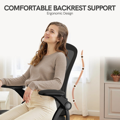 Ergonomic Swivel Mid Back Office Chair with Adjustable Height and Flip ...