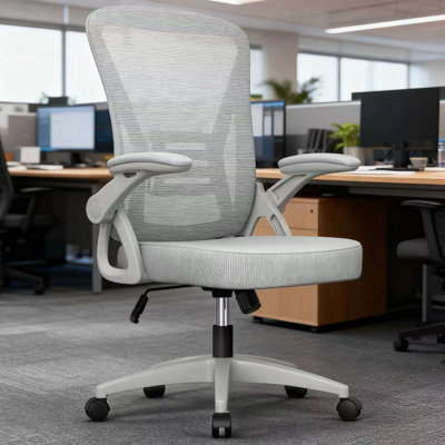 Ergonomic Swivel Mid Back Office Chair with Adjustable Height and Flip ...