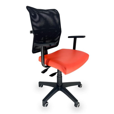 Ergonomic swivel office chair with adjustable mesh backrest, rubberised castors, faux leather seat, brand OFF LINE model SPARK