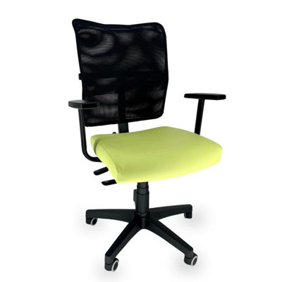 Ergonomic swivel office chair with adjustable mesh backrest, with armrests and faux leather seat, brand OFF LINE model SPARK