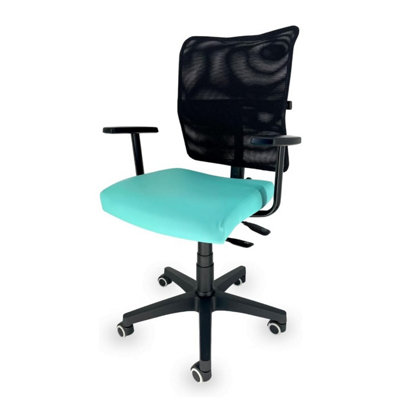 Ergonomic swivel office chair with adjustable mesh backrest, with armrests, for desk and home office, brand OFF LINE model SPARK