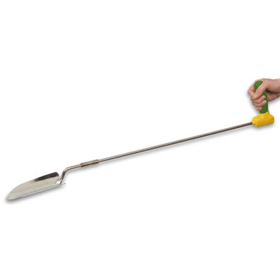 Ergonomically Long Handled Garden Trowel - Reduces Wrist Stress - Gardening Aid