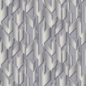 Erismann 3D Geometric Glitter Vinyl Metallic Wallpaper Grey 10145-10