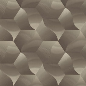 Erismann 3D Geometric Metallic Geo Textured Hexagon Wave Wallpaper Feature Wall Gold 339572