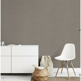 Erismann Black Grey Copper Glitter Plain Woven Linen Effect Vinyl Wallpaper