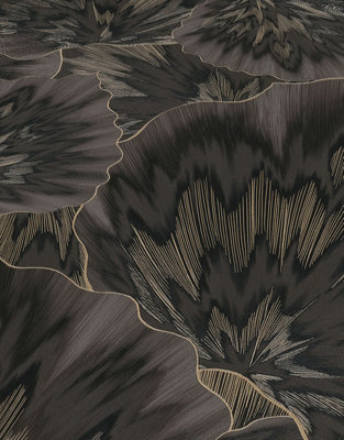 Erismann Bliss Abstract Leaf Black Metallic Wallpaper 10402-15