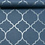 Erismann Blue Silver Glitter Metallic Trellis Thick Textured Vinyl Wallpaper