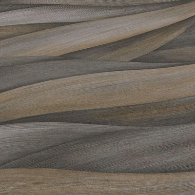 Erismann Casual Chic Leaf Waves Nature Leaves Motif Metallic Textured Wallpaper Dark Brown Grey 10257-10