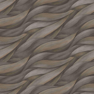 Papel Pintado De Espigas Efecto Fibra Vegetal Tonos Azul Petróleo Claro - Mumbai Wide 683189