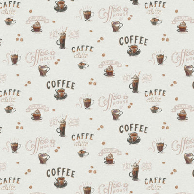 Erismann Coffee Cups Wallpaper Creme Brown Beans Kitchen Paste The Wall Vinyl