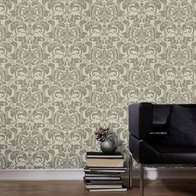 Erismann Deluxe Damask Silver Glass Bead Wallpaper Textured Paste The Wall Vinyl