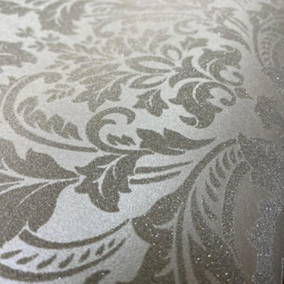 Erismann Deluxe Damask Silver Glass Bead Wallpaper Textured Paste The Wall Vinyl