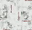 Erismann Easy Wall Coffee Cup Red & Grey Wallpaper 13382-20
