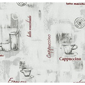 Erismann Easy Wall Coffee Cup Red & Grey Wallpaper 13382-20