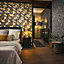 Erismann Elle Decoration Sun Graphic Metallic Spots Circles Wallpaper Black Gold 10191-15
