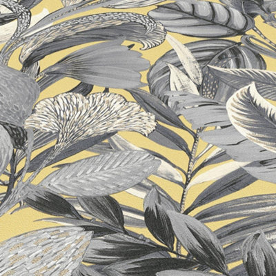 Erismann ELLE Floral Flowers Gold Grey Wallpaper Textured Paste The ...