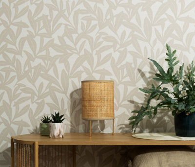 Erismann Epure Leaf Wallpaper - Beige