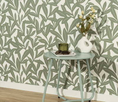 Erismann Epure Leaf Wallpaper - Green