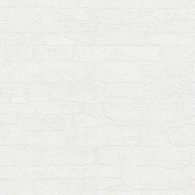 Erismann Imitations 2 Faux Glitter Brick Wall Stone Wallpaper White