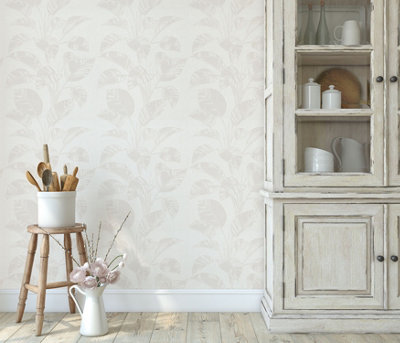 Erismann Largo Leaf Blown Vinyl Wallpaper - Beige