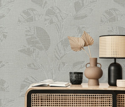 Erismann Largo Leaf Blown Vinyl Wallpaper - Green