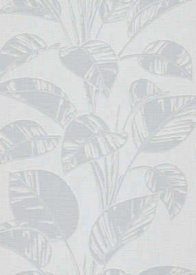 Erismann Largo Leaf Blown Vinyl Wallpaper - Soft Grey