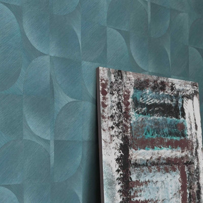 Erismann Martinique Geometric Tile Abstract Graphic Teal Wallpaper