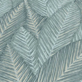 Erismann Martinique Palm Leaves Foliage Textured Green Grey Wallpaper