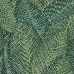 Erismann Martinique Palm Leaves Foliage Textured Green Wallpaper