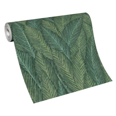 Erismann Martinique Palm Leaves Foliage Textured Green Wallpaper