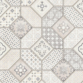 Erismann Moroccan Tiles Grey & Dusty Pink Wallpaper 6315-02