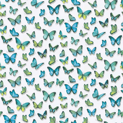 Erismann Multicoloured Butterfly Wallpaper Textured Vinyl Green Blue 30000-18