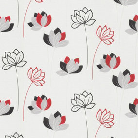 Erismann Novara Floral Wallpaper White Red Textured Paste The Wall Blown Vinyl