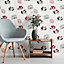 Erismann Novara Floral Wallpaper White Red Textured Paste The Wall Blown Vinyl