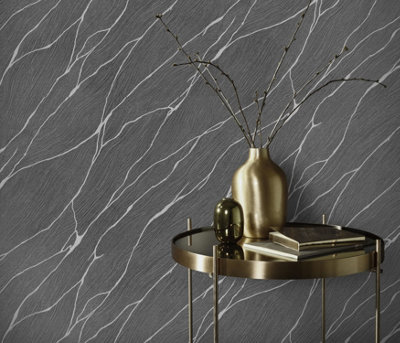 Erismann Opus Calore Vinyl Wallpaper - Black