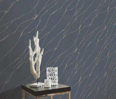 Erismann Opus Calore Vinyl Wallpaper - Blue