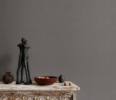 Erismann Opus Dolce Linen Weave Wallpaper - Brown