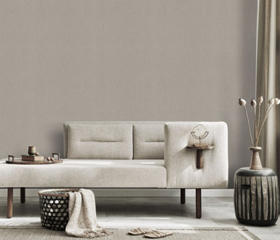 Erismann Opus Dolce Linen Weave Wallpaper - Taupe
