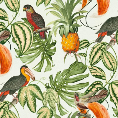 Erismann Paradiso Tropical White & Multicoloured Wallpaper 6302-07