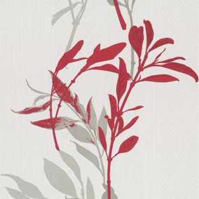 Erismann Paste The Wall Floral Red Cream & Grey Textured Non-Woven Wallpaper