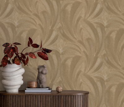 Erismann Plume wallpaper in Gold