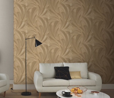Erismann Plume wallpaper in Gold