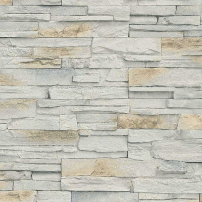 Erismann Select Grey Stones Wallpaper Feature Wall Realistic Natural Versatile